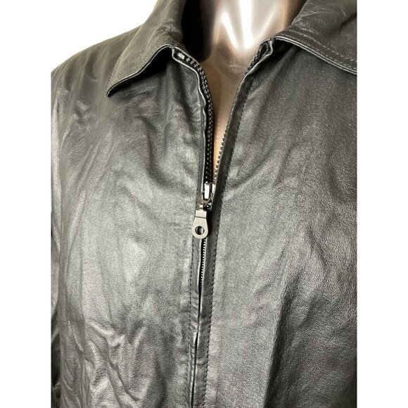 Mens Black Leather Jacket International Male Size XL u - Picture 2 of 10